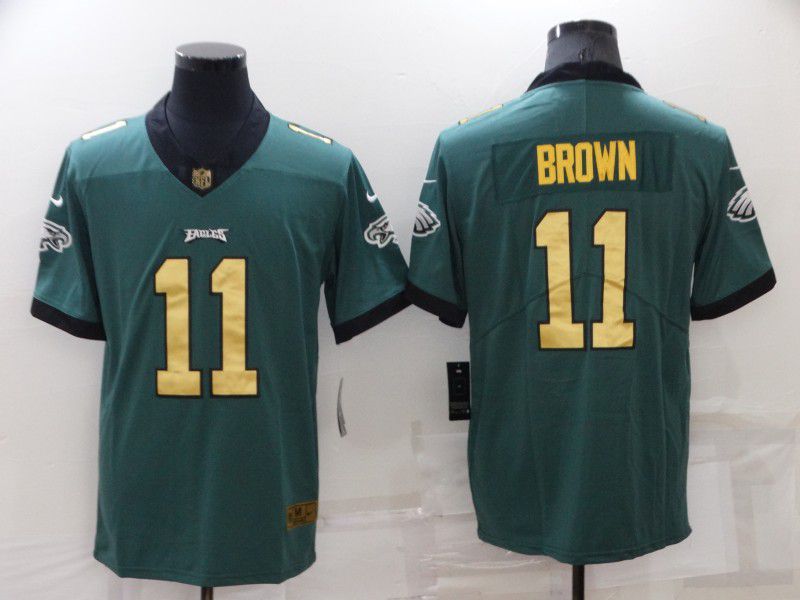 Men Philadelphia Eagles 11 Brown Green Gold 2022 Nike Limited Vapor Untouchable NFL Jersey